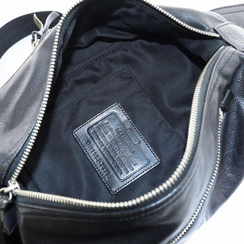 COACH（コーチ） トンプソン ボディバッグ ロゴ レザー 黒 ブラック