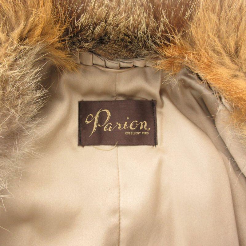 【中古】Parion ファーコート ミンク 襟 フォックス 毛皮 ミドル丈 ベージュ ■GY18 /TZ Parion ファーコート ミンク 襟 フォックス 毛皮 ミドル丈 ベージュ