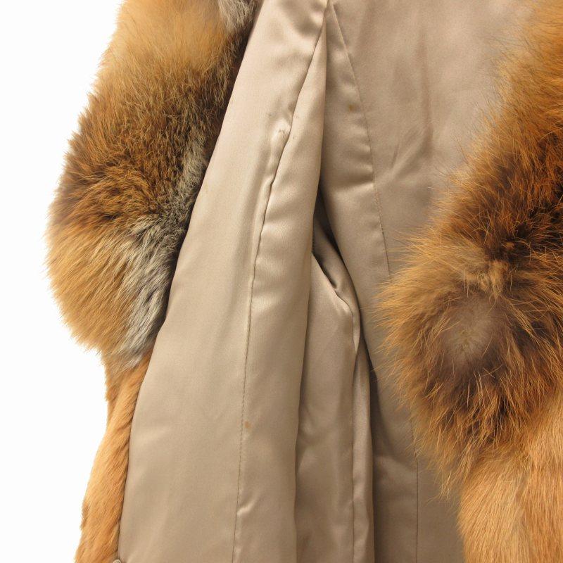 Parion ファーコート ミンク 襟 フォックス 毛皮 ミドル丈 ベージュ