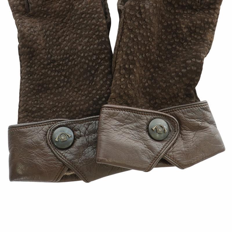 GUCCI（グッチ） 手袋 グローブ レザー 革 裏地カシミア100% ロゴ 7 M