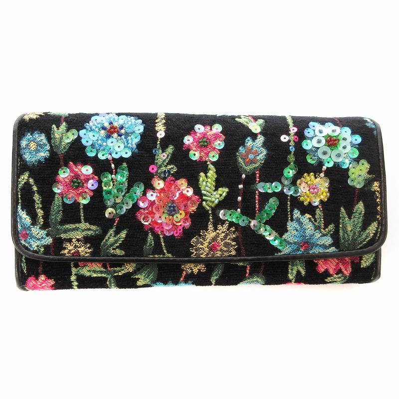 シンクビー! Think Bee 美品 長財布 ウォレット 刺繍 ビジュー 花