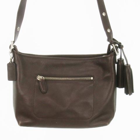 COACH（コーチ） ショルダーバッグ レザー 革 ロゴ タッセル 茶