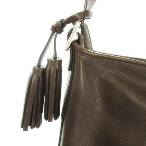COACH（コーチ） ショルダーバッグ レザー 革 ロゴ タッセル 茶