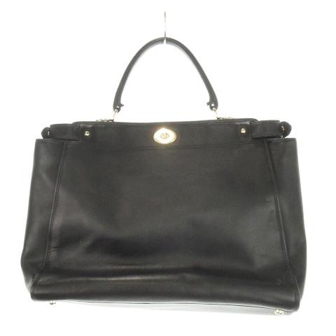 COACH ロゴ型押し レザートートバッグ プラック COACH ロゴ型押し