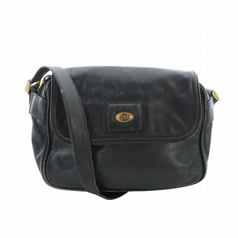GUCCI ショルダーバッグ サコッシュ ロゴプレート ブラック 軽量 斜め