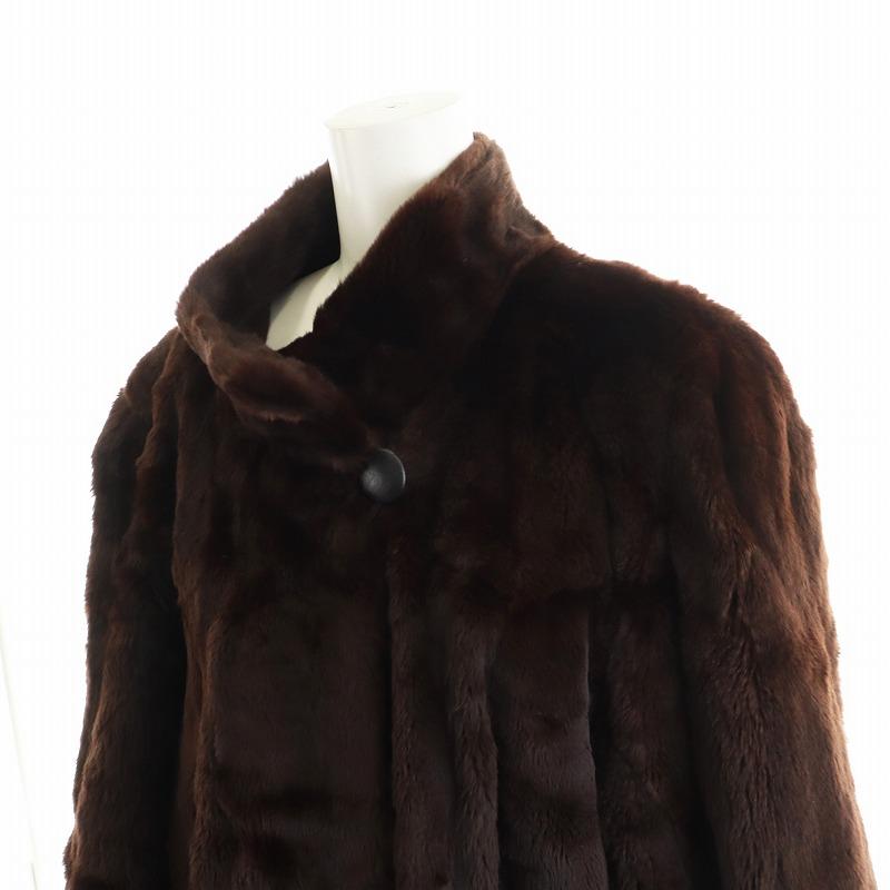 ミンク リアルファーコート ロング 毛皮 茶 フリーサイズ 茶 毛皮 リアルファーコート ブラウン 茶系 ミンク SAFRON刻印