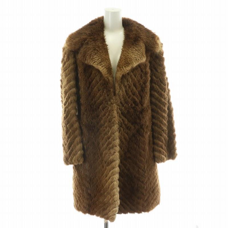 【中古】ノーブランド 毛皮コート ファーコート ミンク ハーフ 茶 ブラウン /MW ■GY18 レディース ノーブランド 毛皮コート ファーコート ミンクファー ハーフ 茶