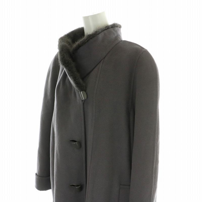 【中古】AUCH アウチ ファーコート ロング ショールカラー ミンクファー 毛皮 ウール カシミア シルク 総裏地 9 灰 AUCH アウチ ファーコート ロング ショールカラー ミンクファー 毛皮