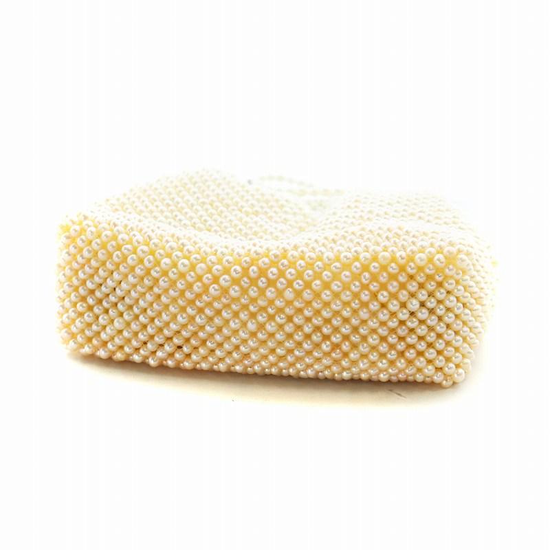 美品　淡水パール 本真珠 パーティー バッグ ショルダー がま口 白 淡水パール 本真珠 パーティー バッグ ショルダー がま口 白 ホワイト
