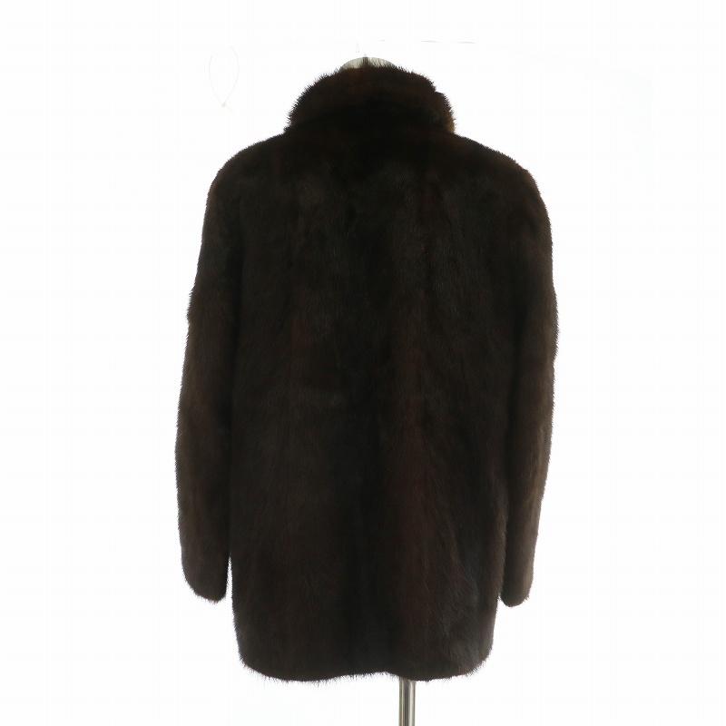 【中古】ムーンバット MOONBAT ファーコート アウター 毛皮 ミンク ミドル 裏地総柄 9 M 茶色 ブラウン ムーンバット MOONBAT ファーコート アウター 毛皮 ミンク ミドル 裏地