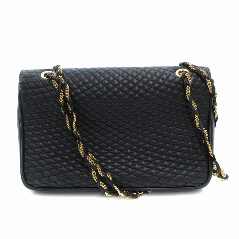 美品】バリー ミニボストンバッグ ロゴチェーン キルティング