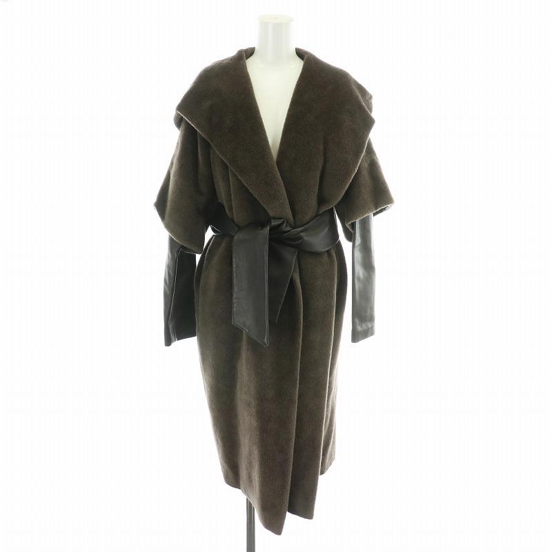 HERMES（エルメス） ロングコート アルパカ ウール混 ラムレザー 羊革