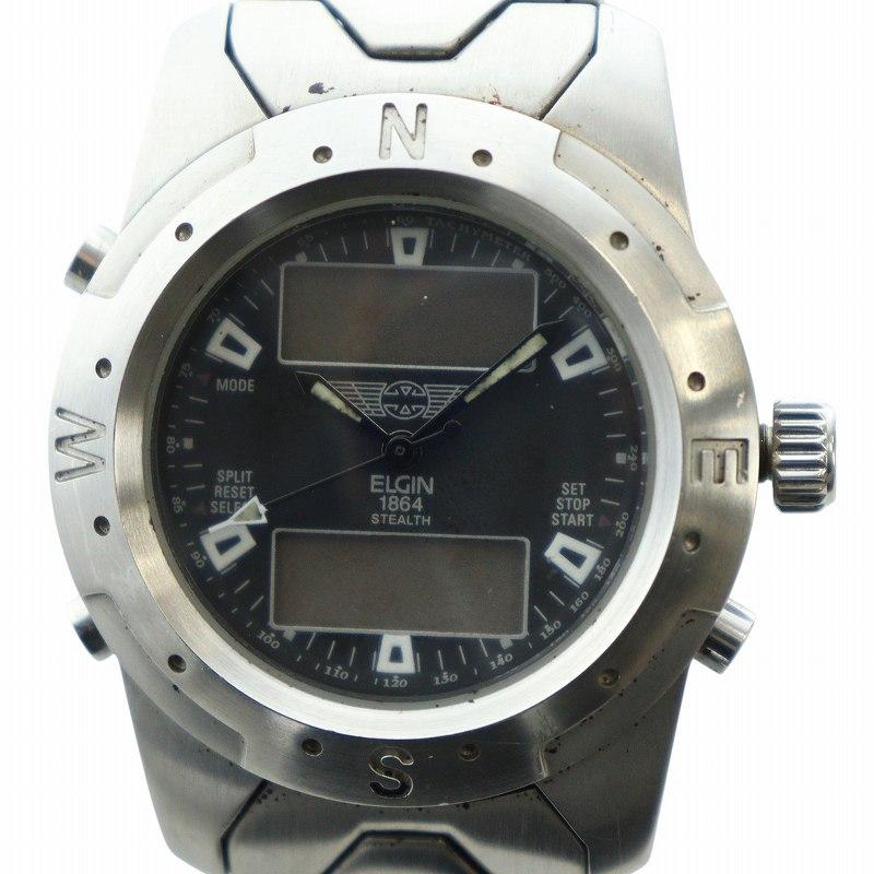 エルジン ELGIN ジャンク品 腕時計 ウォッチ アナデジ ロゴ 多機能 