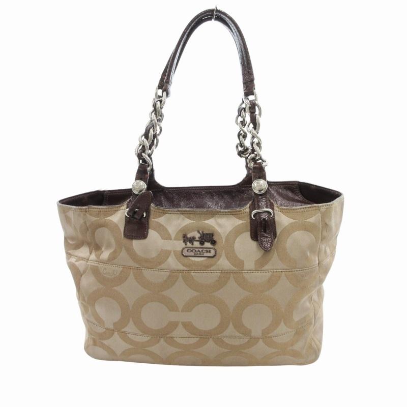 COACH ベージュ シグネチャートートバッグ
