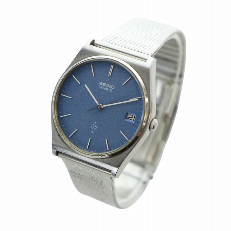 セイコー SEIKO 腕時計 ウォッチ クォーツ 青文字盤 ロゴ カレンダー 
