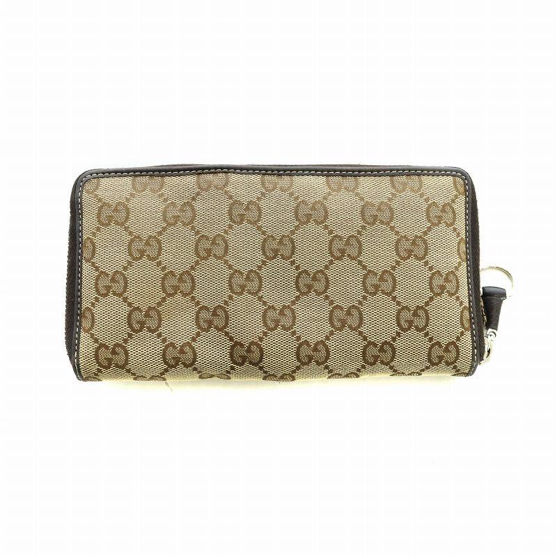 GUCCI（グッチ） 長財布 ウォレット キャンバス レザー GG柄 ロゴ 茶