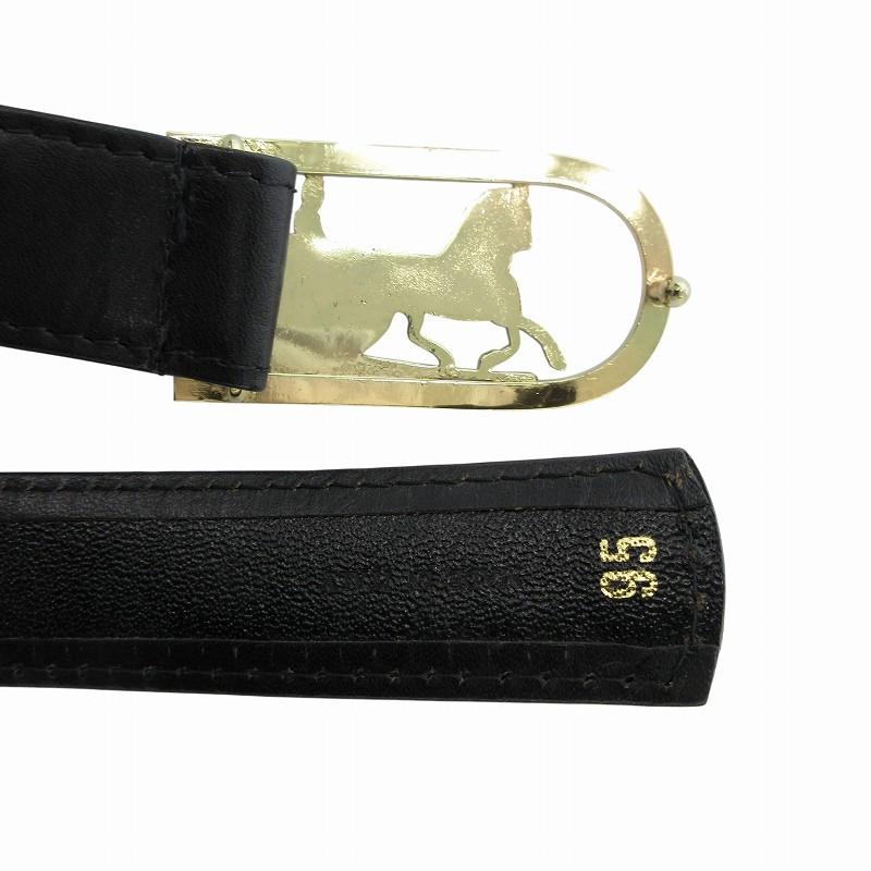 CELINE（セリーヌ） ベルト レザー 革 ロゴ 馬車 バックル 95 黒