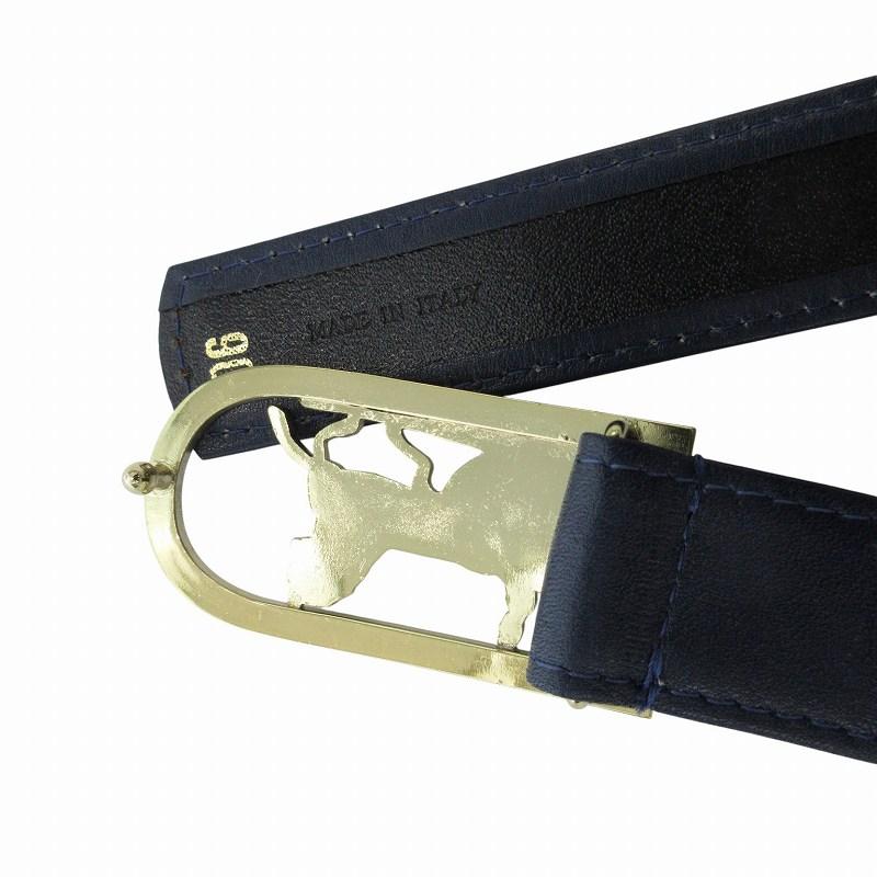 CELINE レザーベルト 紺色 CELINE - セリーヌ 美品 ベルト レザー 革 ロゴ 馬車 バックル