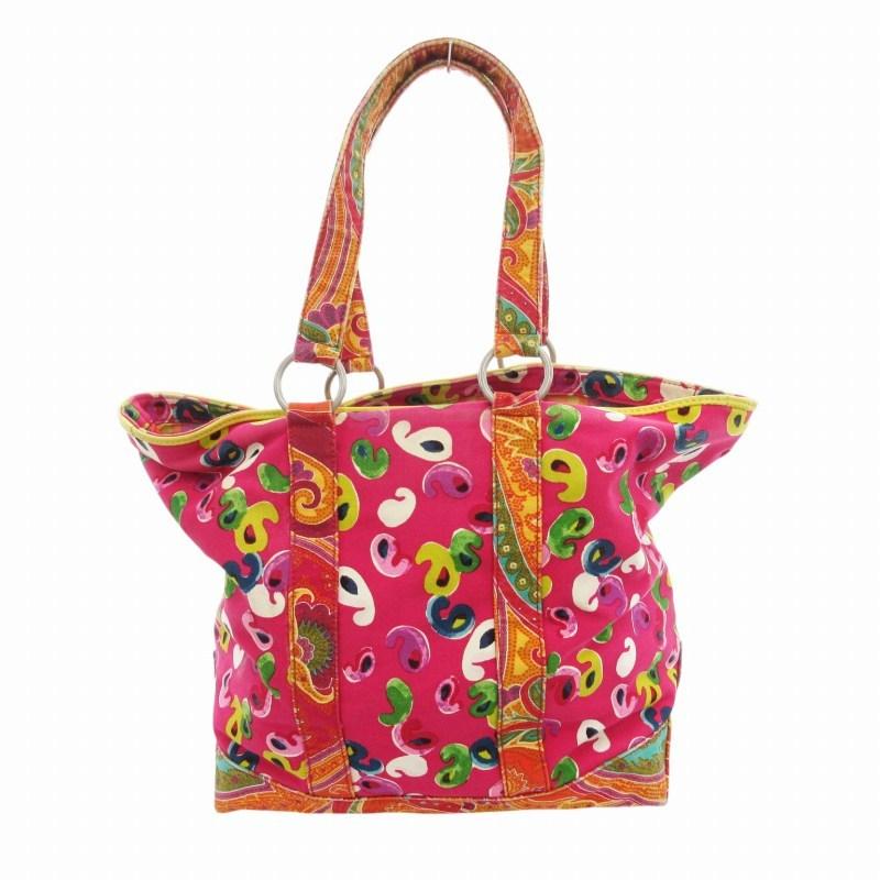 ETRO（エトロ） トートバッグ 総柄 ロゴ パッチ キャンバス ピンク系