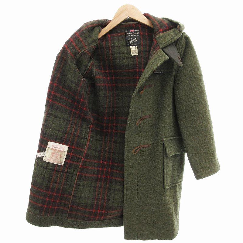 【美品】グローバーオール ダッフルコート グリーン 秋冬 英国製 チェック 60年代英国旗タグGLOVERALLグローバーオールダッフルコート