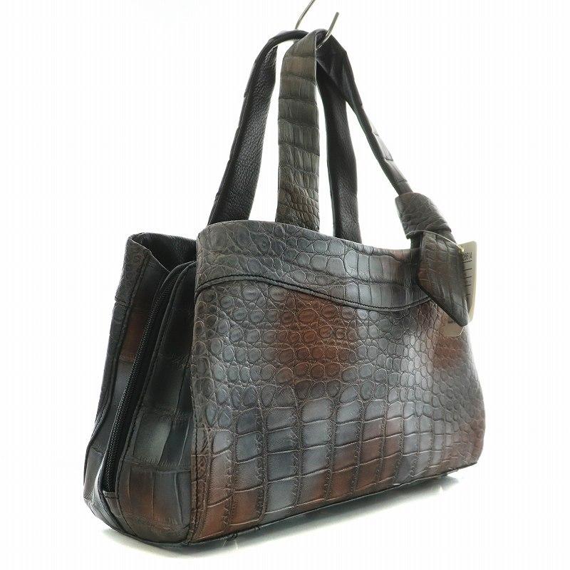未使用品 ardericca ハンドバッグ クロコダイル レザー グレー 茶色