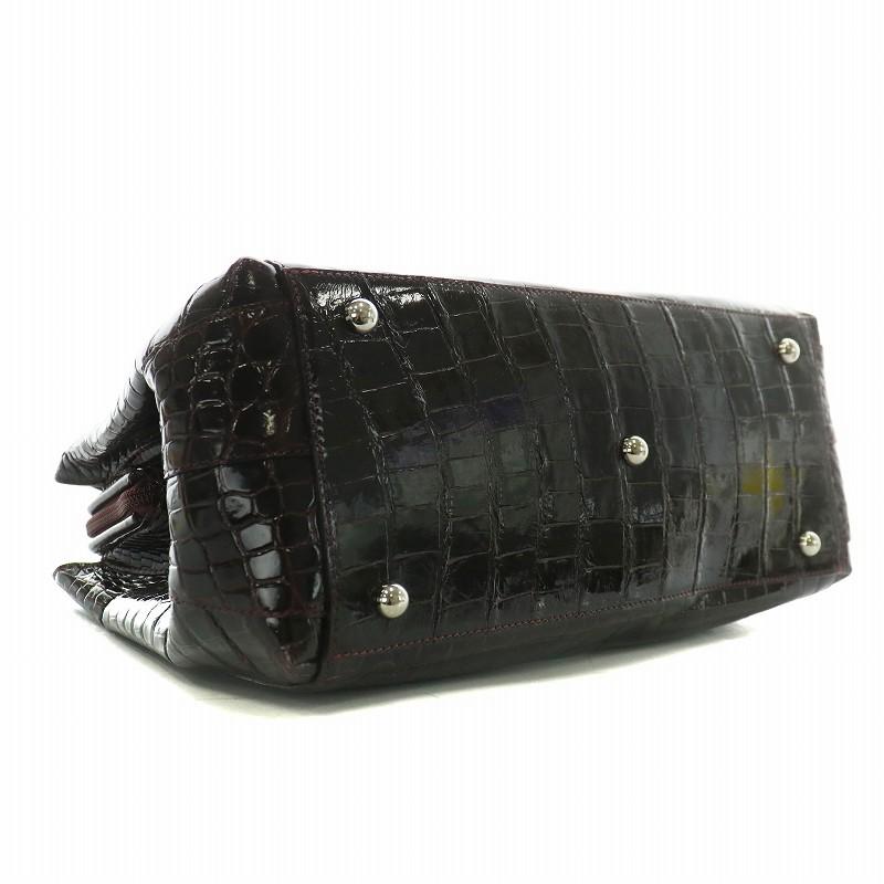 サンポー sanpo JRA ハンドバッグ シャイニークロコ ワニ革 レザー