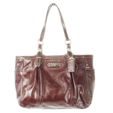 COACH（コーチ） ハンドバッグ エナメルレザー 革 ロゴ マルーン 紫 