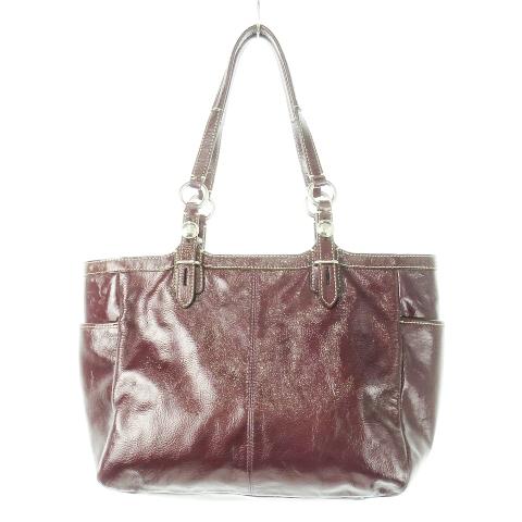 COACH（コーチ） ハンドバッグ エナメルレザー 革 ロゴ マルーン 紫 