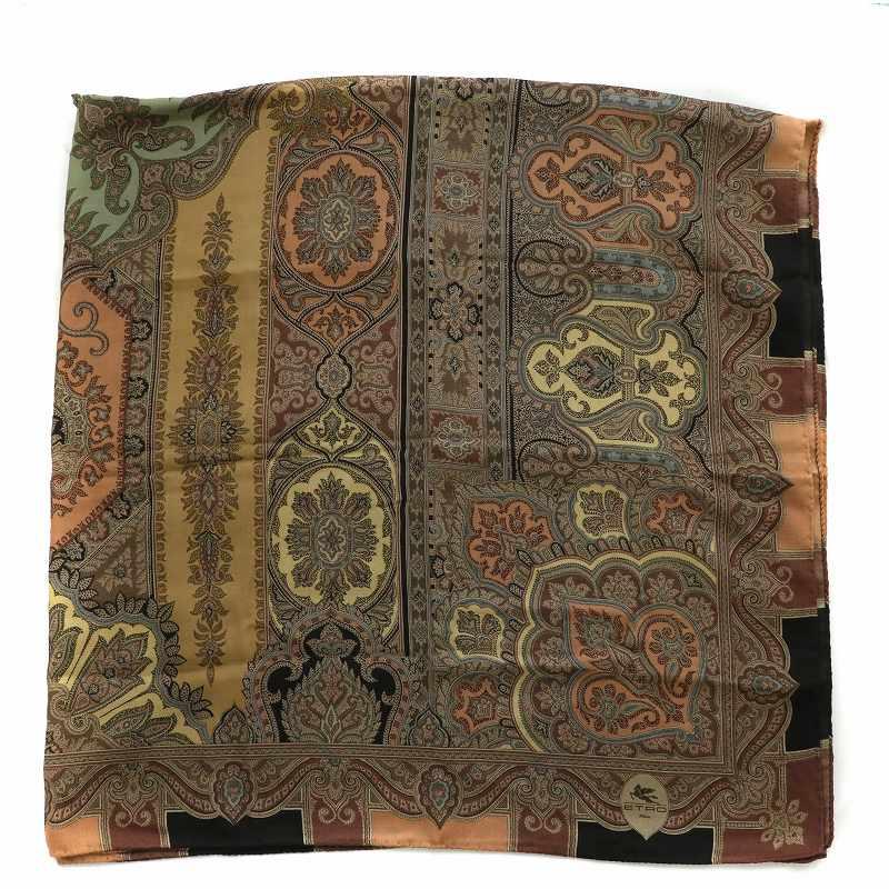 ETRO（エトロ） ストール ショール 大判 ペイズリー柄 総柄 ロゴ 茶色