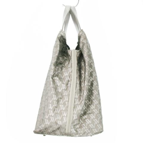 ワコー 和光 WAKO ハンドバッグ レザーPVC 総柄 ロゴ グレー /MN15