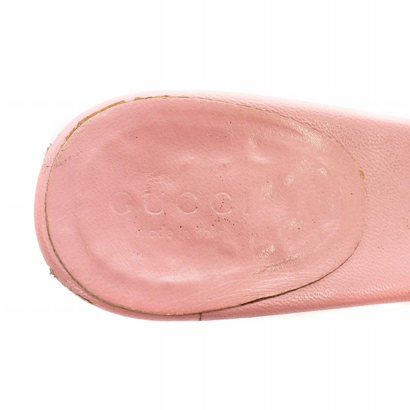 GUCCI グッチ ミュール サンダル トング レザー キャンバス オープン