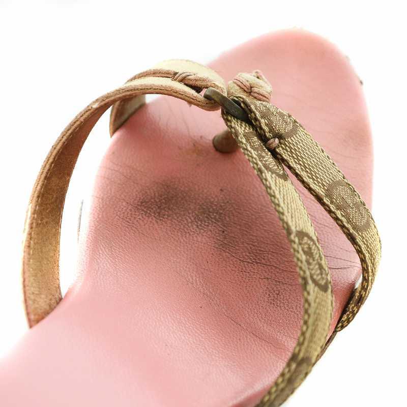 GUCCI グッチ ミュール サンダル トング レザー キャンバス オープン