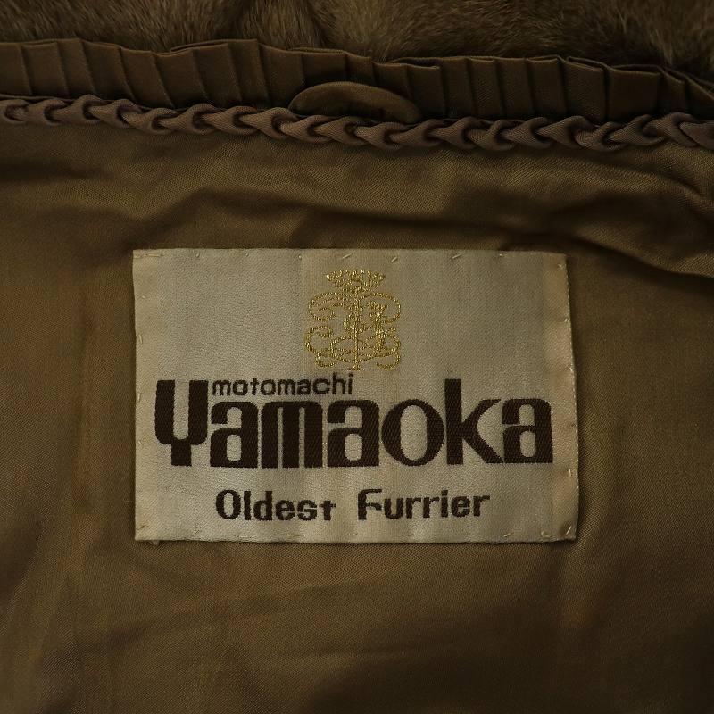 【中古】YAMAOKA ファーコート アウター 毛皮 ミンク ミドル 肩パッド ヘリンボーン 7 S 茶色 ブラウン YAMAOKA ファーコート アウター 毛皮 ミンク ミドル 肩パッド
