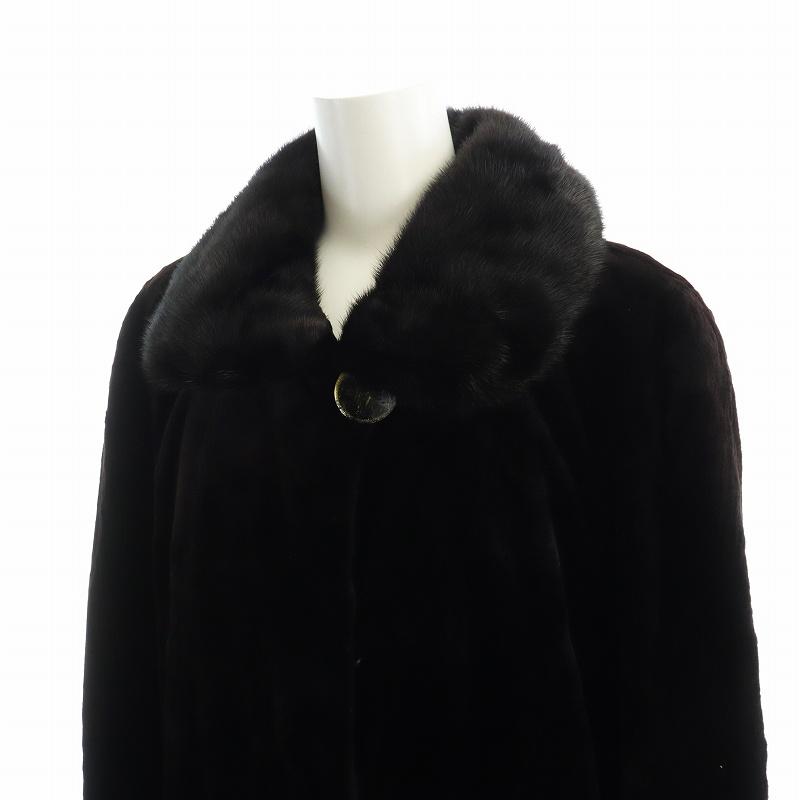 【中古】サガミンク SAGA MINK eff 銀サガ 毛皮コート ミドル シェアードミンクファー 長袖 総裏地 F 茶 ブラウン サガミンク SAGA MINK eff 銀サガ 毛皮コート ミドル シェアードミンク