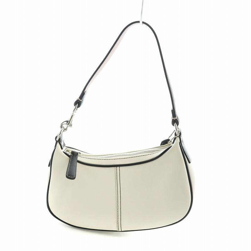 新品未使用 COACH コーチ ハンドバッグ ネイビー/ホワイト COACH コーチ ミニハンドバッグ ワンハンドル レザー ロゴ 白