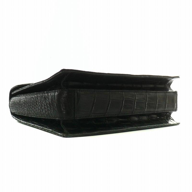 【中古】イザベラ ISSAVER クロコダイル ハンドバッグ ショルダー 2WAY ワニ革 レザー シルバー金具 黒 ブラック イザベラ ISSAVER クロコダイル ハンドバッグ ショルダー 2WAY ワニ革