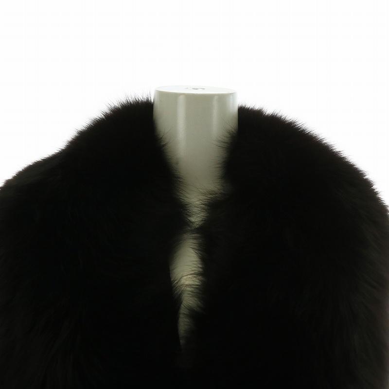 ノーブランド ロングコート アウター 襟ファー 毛皮 フォックス 水玉