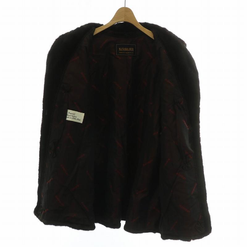 【中古】ナナワファー NANAWA FUR ファーコート アウター 毛皮 ミンク ミドル 裏地総柄 13 XL 茶色 ブラウン ナナワファー NANAWA FUR ファーコート アウター 毛皮 ミンク ミドル