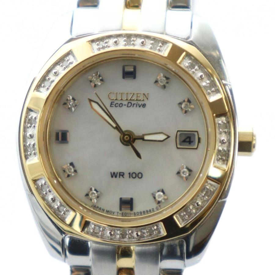 稼働品 CITIZEN エコドライブ レディース腕時計 長方形 ラインストーン 送料無料】 CITIZEN Eco-Drive レディース 腕時計 【ギフト