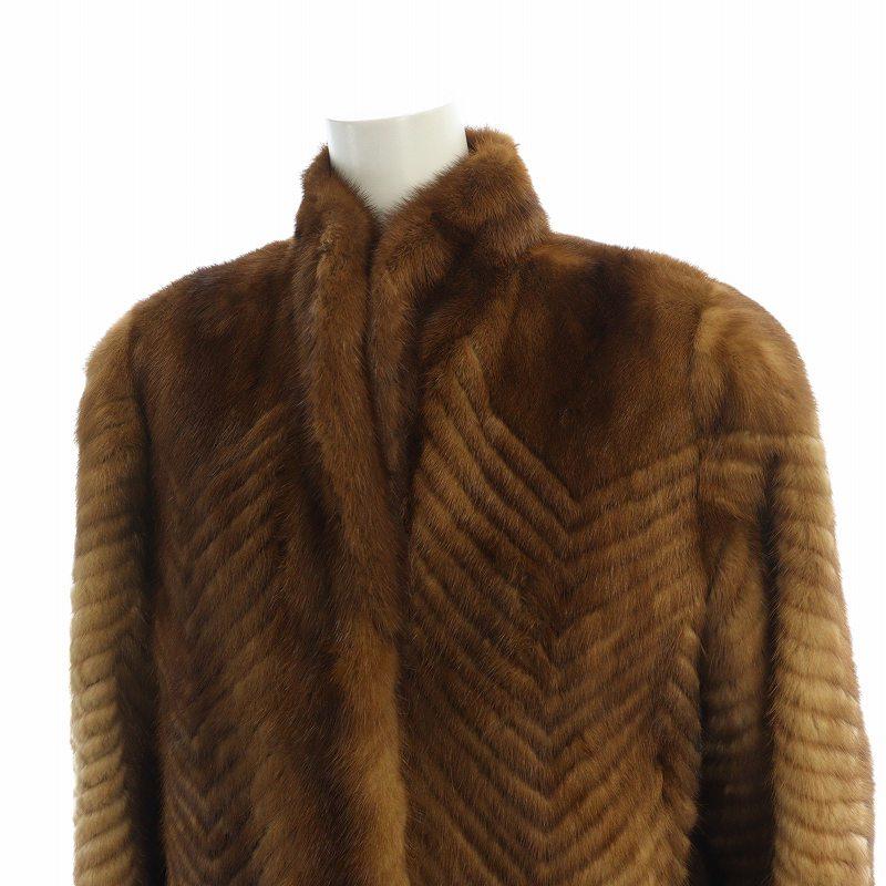 OSFUR ダークブラウン 毛皮ロングコート オズファー OSFUR 毛皮コート ミンクファー ロング 長袖 総裏地 ネーム