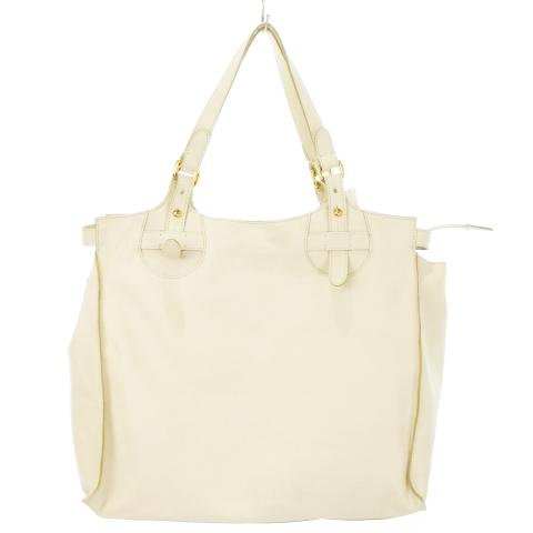 メログラーノ melograno トートバッグ レザー 本革 ロゴ型押し 白