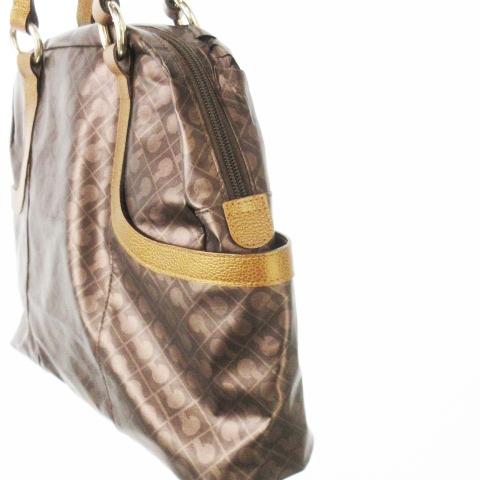 ゲラルディーニ GHERARDINI ハンドバッグ ソフティ レザー 革 総柄 茶