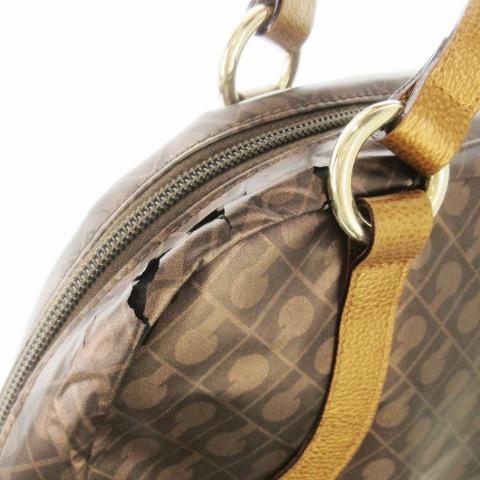 ゲラルディーニ GHERARDINI ハンドバッグ ソフティ レザー 革 総柄 茶