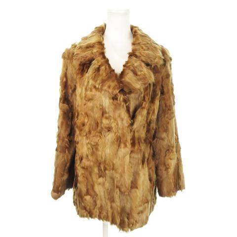 美品✨ロデオクラウンズ　ラムファーコート　ショート丈　リアルファー　ベージュ ノーブランド ファーコート ラムファー 毛皮 ハーフ 茶 ブラウン /MN15