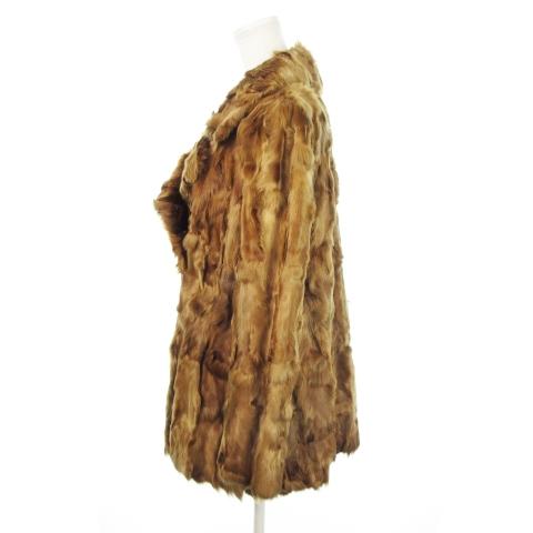 ヴィンテージ レトロ 毛皮コート ファーコート ラムファー 羊 本革 ノーブランド ファーコート ラムファー 毛皮 ハーフ 茶 ブラウン /MN15