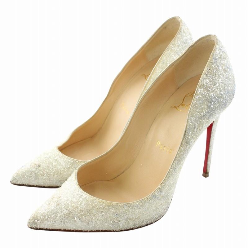【中古】クリスチャンルブタン Christian louboutin パンプス ラメ ポインテッドトゥ ピンヒール 36 23cm 白 ホワイト Christian Louboutin（クリスチャンルブタン） パンプス ラメ ポイン