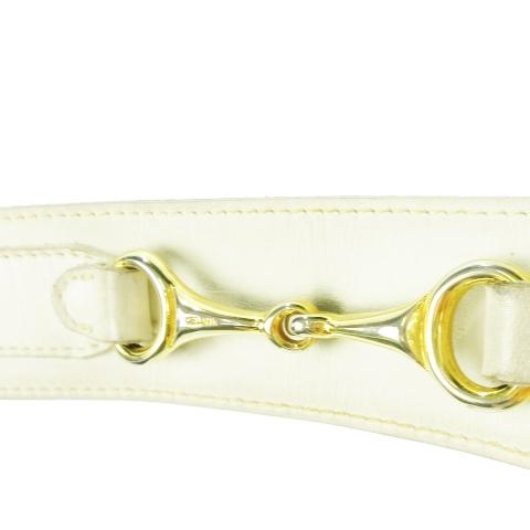 CELINE（セリーヌ） ベルト レザー 革 ビット 3穴 ゴールド金具 白