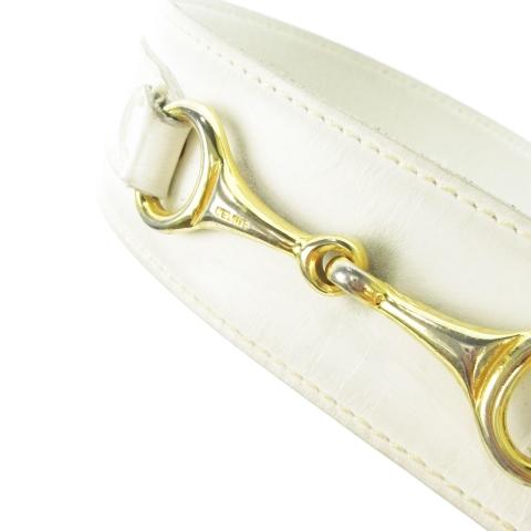 CELINE（セリーヌ） ベルト レザー 革 ビット 3穴 ゴールド金具 白