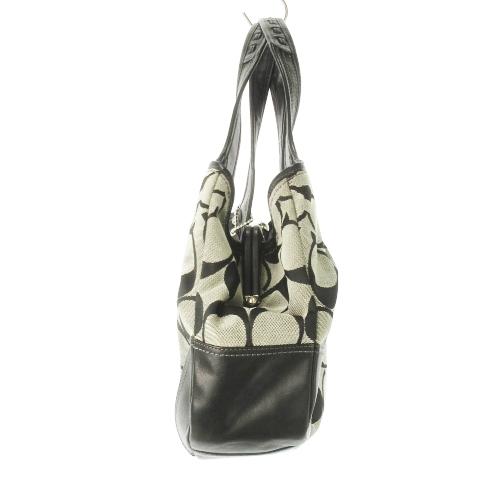 COACH（コーチ） ハンドバッグ がま口 キャンバス レザー 革