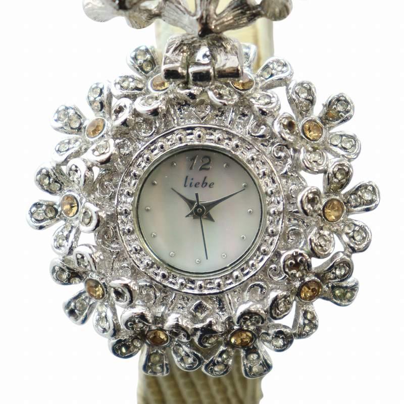 リエベ liebe 腕時計 ウォッチ クォーツ シェル文字盤 ラインストーン  